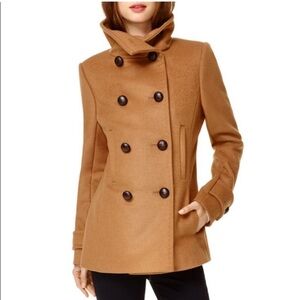 Aritzia babaton Tan Double-Breasted Pea Coat
